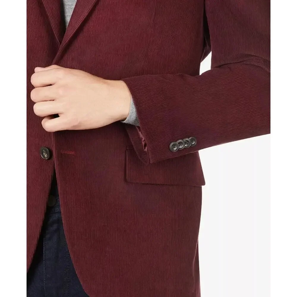 Michael Kors Sport Coat Men's Classic Corduroy Cotton Burgundy Blazer Size 38S